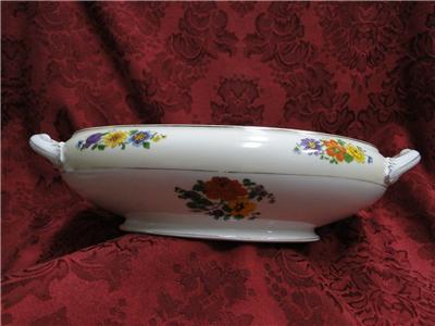 Thun Thu71 Floral Rim & Center, Cream Band: Oval Covered Serving Bowl