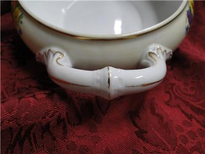 Thun Thu71 Floral Rim & Center, Cream Band: Oval Covered Serving Bowl