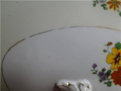 Thun Thu71 Floral Rim & Center, Cream Band: Oval Covered Serving Bowl