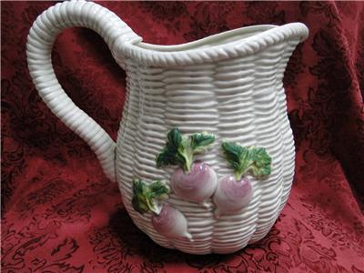 Fitz & Floyd Kitchen Harvest, Vegetables on Embossed Wicker: Pitcher, 9 1/8"