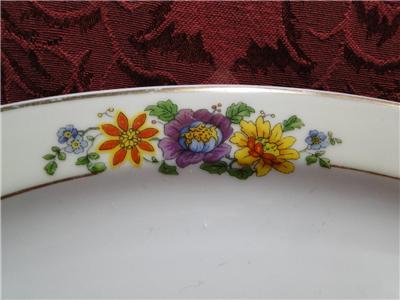 Thun Thu71 Floral Rim & Center, Cream Band: Oval Serving Platter, 12" x 8 1/2"