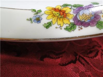 Thun Thu71 Floral Rim & Center, Cream Band: Oval Serving Platter, 12" x 8 1/2"
