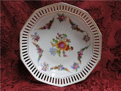 Germany Floral Garlands & Center: Reticulated Bowl, 7 3/8