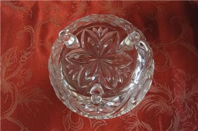 Clear, Round, Florals: 3-Toed Bowl, 7 1/2" x 4 1/8" Tall, As Is  --  MG#230