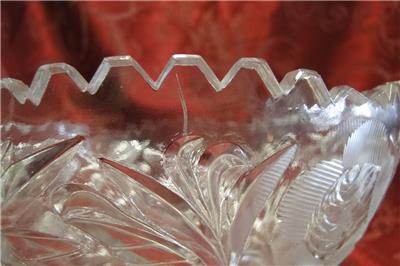 Clear, Round, Florals: 3-Toed Bowl, 7 1/2" x 4 1/8" Tall, As Is  --  MG#230