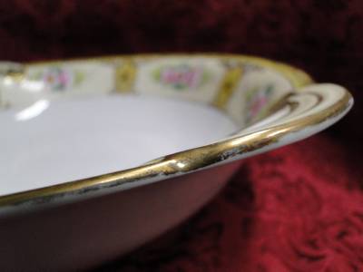 Noritake Pink Florals w/ Raised Gold: Round Serving Bowl w/ Handles, 9 1/2"