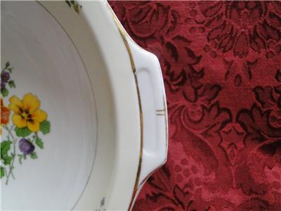 Thun Thu71 Floral Rim & Center, Cream Band: Round Serving Bowl w/ Handles 9 3/8"