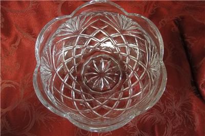 Clear, Fan & Diamond Design: Lead Crystal Salad Bowl, 8 3/4" x 5" Tall -- MG#231