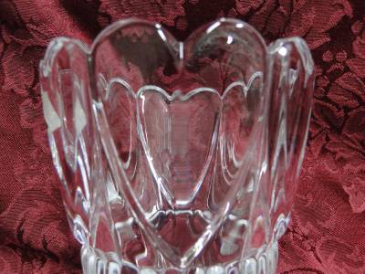 Shannon Crystal (Ireland), Clear w/ Hearts: Vase, 3 7/8" Tall, As Is