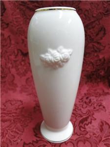 Lenox Rosebud Collection, Ivory Embossed Rose w/ Ribbon, Gold: Vase, 7 1/2"