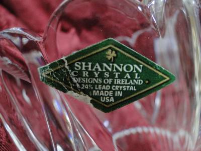 Shannon Crystal (Ireland), Clear w/ Hearts: Vase, 3 7/8" Tall, As Is