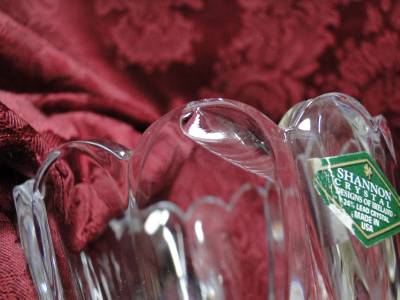 Shannon Crystal (Ireland), Clear w/ Hearts: Vase, 3 7/8" Tall, As Is