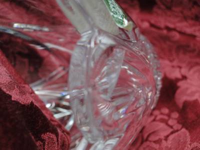 Shannon Crystal (Ireland), Clear w/ Hearts: Vase, 3 7/8" Tall, As Is