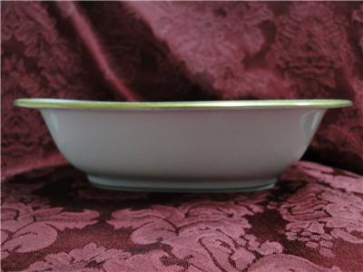 Tressemanes & Vogt 5222, White w/ Gold on Green Band: Oval Serving Bowl, 9 3/8"