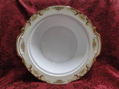 Noritake N376, Floral, Rust & Scroll Trim: Covered Round Serving Bowl, 9 5/8"