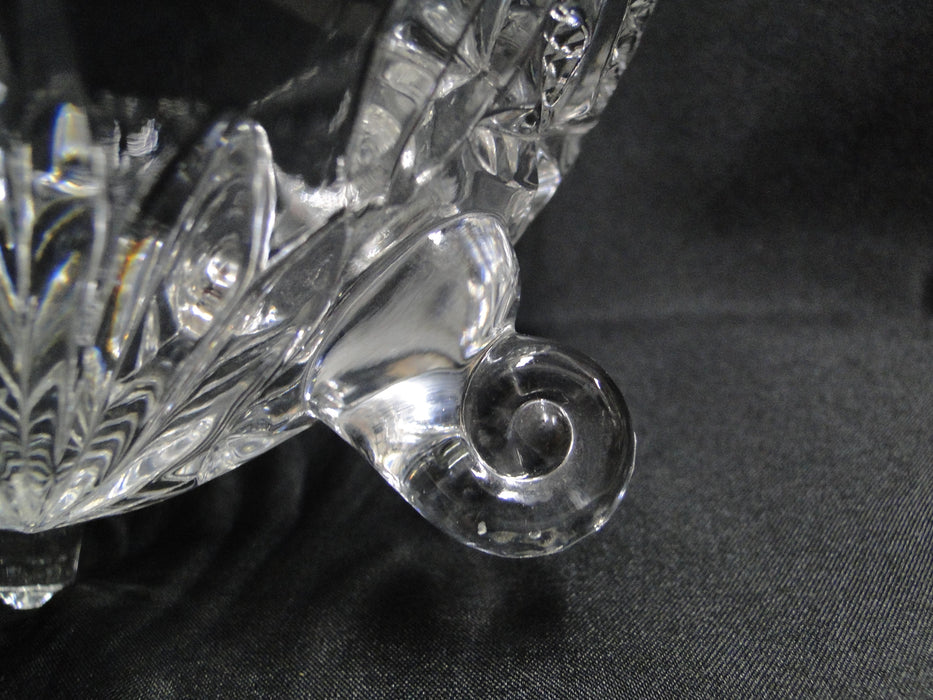 3 Toed Cut Glass Bowl w/ Spinning Stars and Thumbprint Edge, 6 3/4" - MG#102