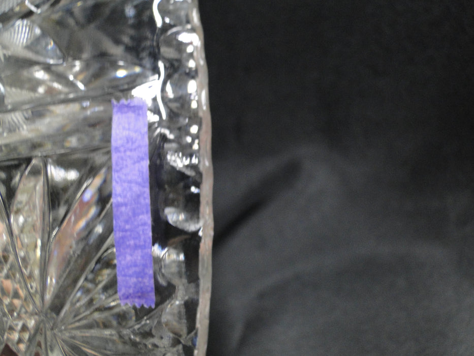 3 Toed Cut Glass Bowl w/ Spinning Stars and Thumbprint Edge, 6 3/4" - MG#102