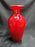 Red Glass Vase w/ Clear Handles, White Inside, 8" Tall - MG#103