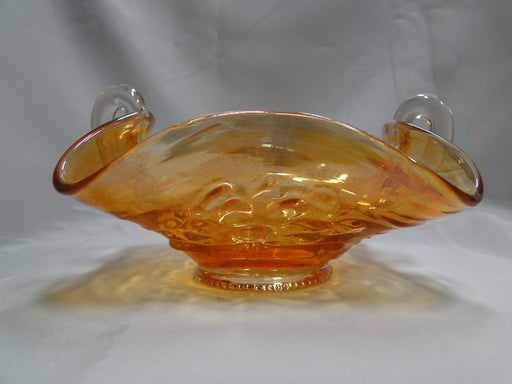 Amber Carnival Glass Square Bowl w/ Clear Handles, 6 1/4" x 3.5" - MG#106