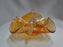 Amber Carnival Glass Square Bowl w/ Clear Handles, 6 1/4" x 3.5" - MG#106