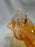 Amber Carnival Glass Square Bowl w/ Clear Handles, 6 1/4" x 3.5" - MG#106