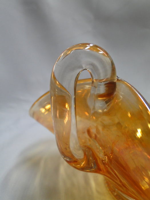 Amber Carnival Glass Square Bowl w/ Clear Handles, 6 1/4" x 3.5" - MG#106