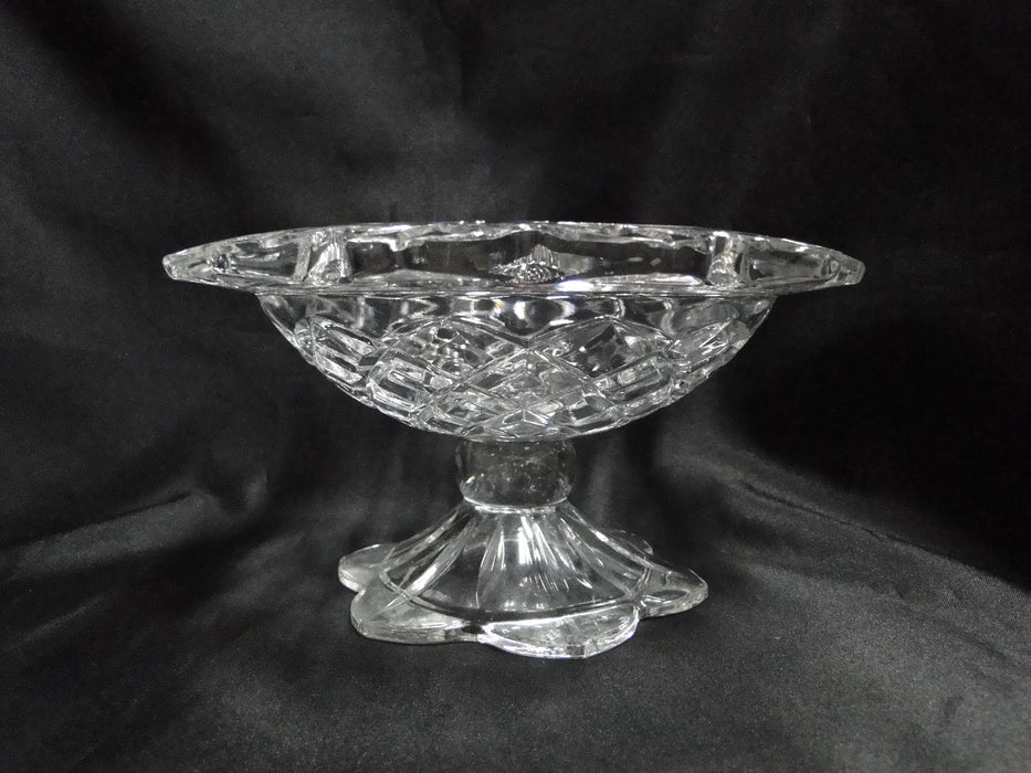 Clear w/ Fans & Criss Cross Cuts: Footed Bowl / Compote, 7 1/2" -- MG#196