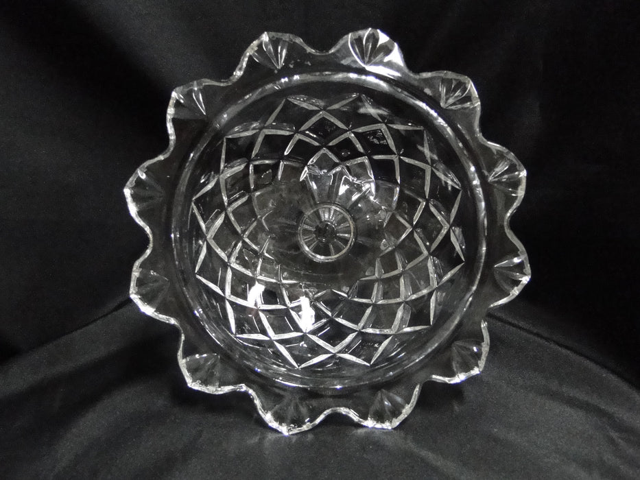 Clear w/ Fans & Criss Cross Cuts: Footed Bowl / Compote, 7 1/2" -- MG#196
