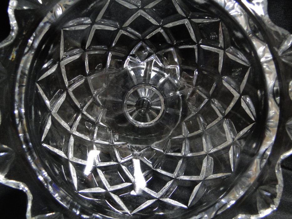 Clear w/ Fans & Criss Cross Cuts: Footed Bowl / Compote, 7 1/2" -- MG#196