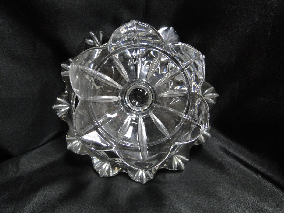 Clear w/ Fans & Criss Cross Cuts: Footed Bowl / Compote, 7 1/2" -- MG#196