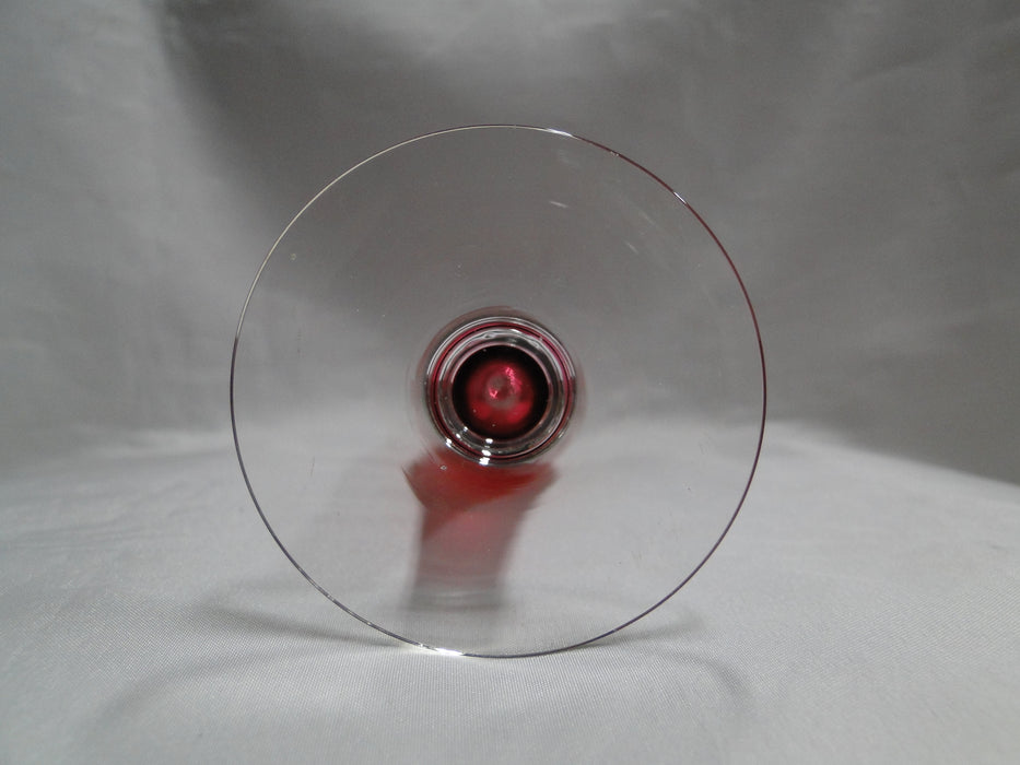 Red Iridescent Bowl, Clear Base: Bud Vase, 9 5/8" Tall  --  MG#212