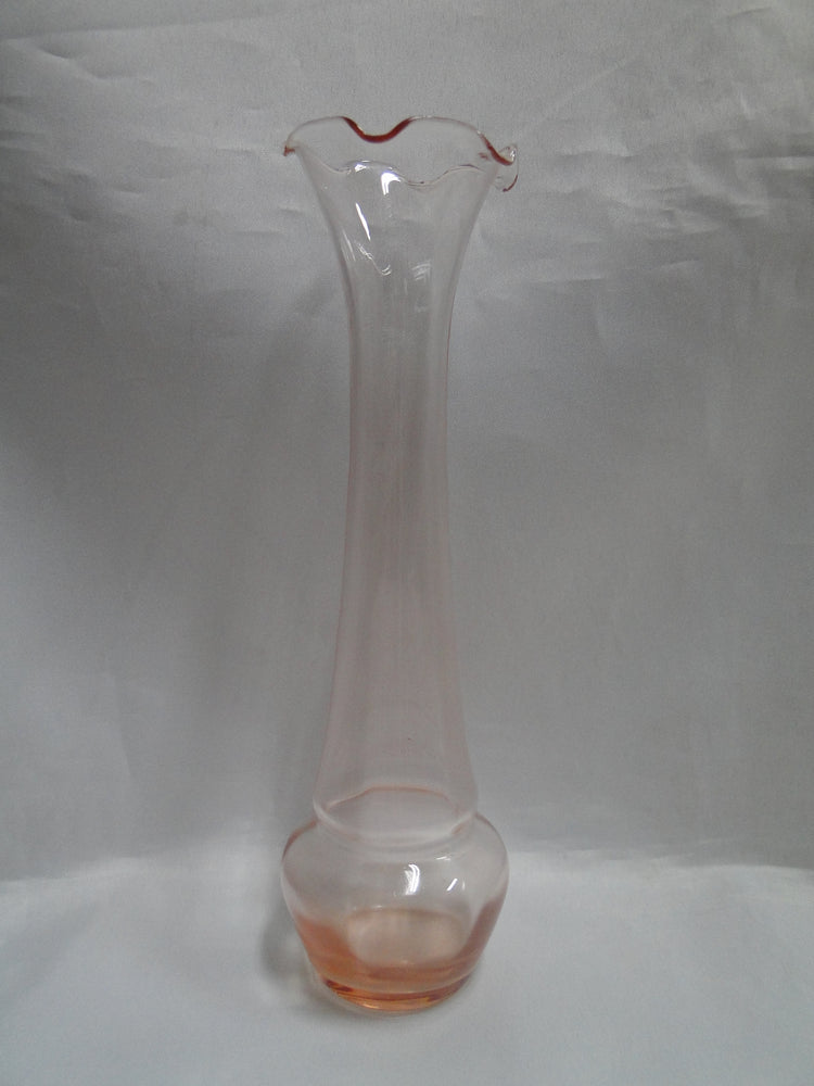 Light Pink All Over, Ruffled Top Edge: Bud Vase, 8 1/8" Tall  --  MG#216