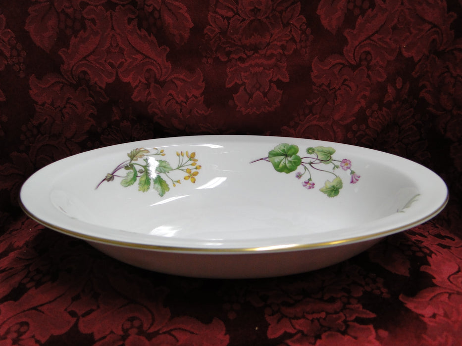 Minton Meadow, Smooth, Floral, Gold Trim: Oval Serving Bowl, 11" x 8 3/8"
