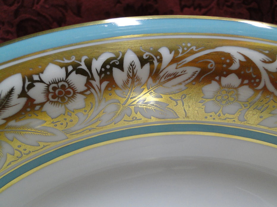 Minton Hanover, Leaves & Flowers on Gold, Turquoise: Oval Serving Bowl, 10 1/4"