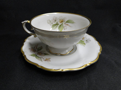 Tirschenreuth Fruit, White, Scalloped: Cup & Saucer Set w/ Peaches, 2 3/8"