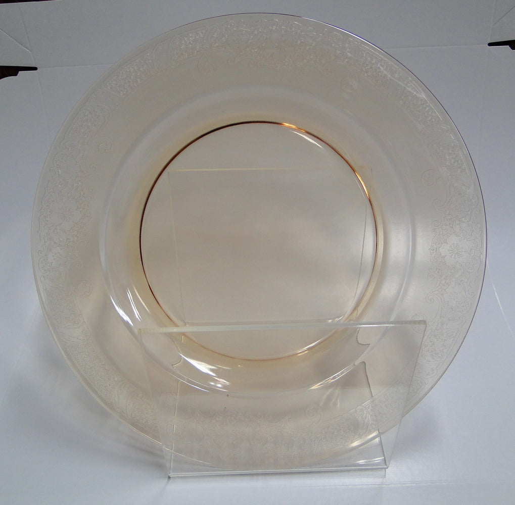 Fostoria Vesper Amber, Etch #275, Floral: Salad Plate, 7 5/8"