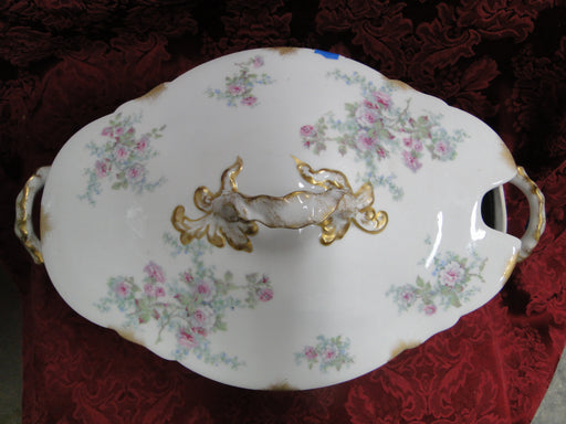 Wm Guerin, Limoges, Pink Roses, Blue, Green: Oval Tureen w/ Lid, As Is