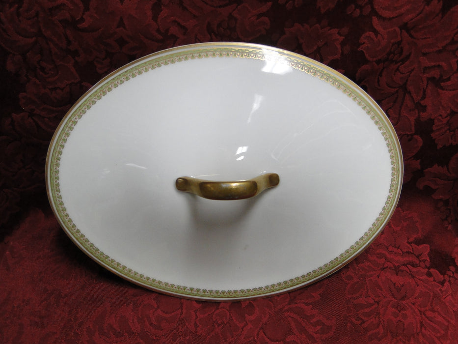 Haviland (Limoges) Schleiger 629 Green/Gold/Red: Oval Serving Bowl & Lid