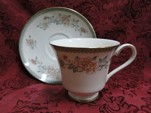 Minton Jasmine, Peach & White Flowers: Green Band: Cup & Saucer Set (s), 3"