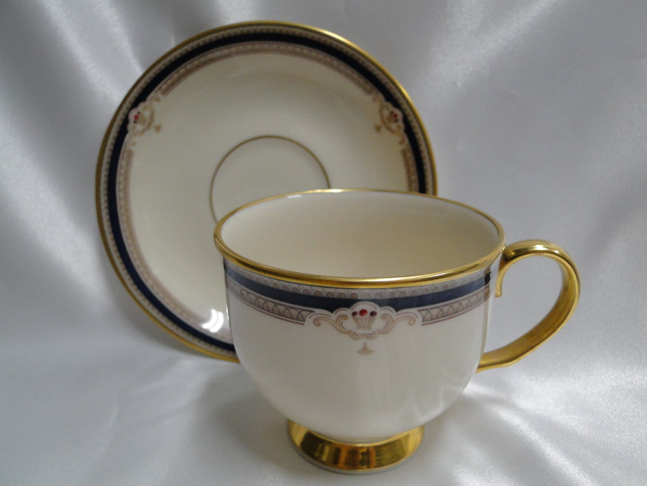 Lenox Buchanan, Cobalt & Tan, Gold Trim: Cup & Saucer Set (s), 2 3/4"