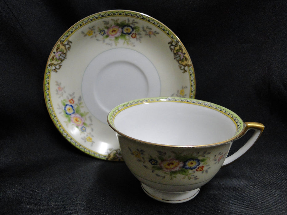 Meito Floral w/ Green Trim, Gold Edge: Cup & Saucer Set (s), 2 3/8"