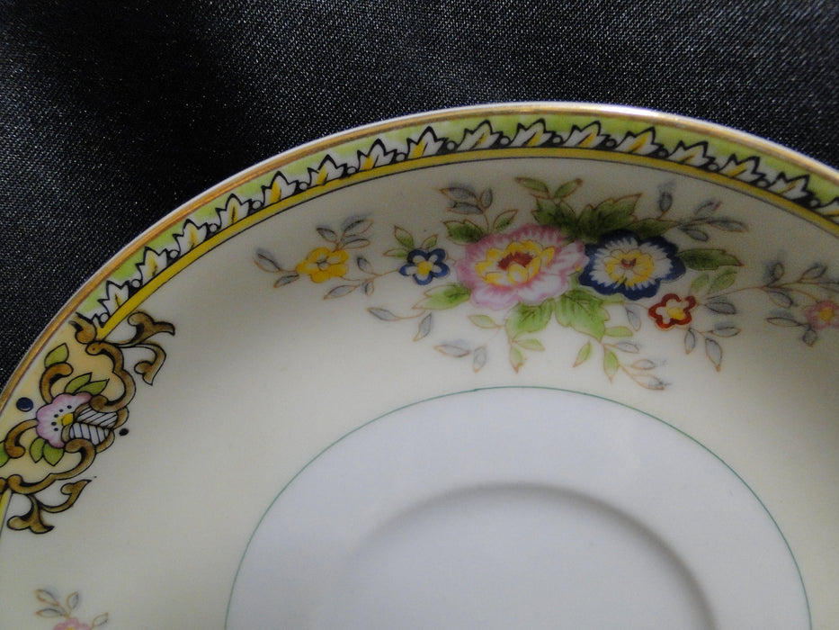 Meito Floral w/ Green Trim, Gold Edge: Cup & Saucer Set (s), 2 3/8"