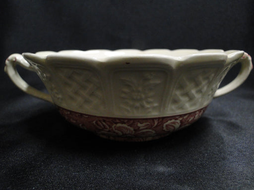 Coalport Oakhill Pink, Floral, Embossed Border: Cream Soup & Saucer Set, As Is