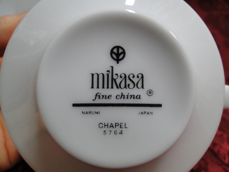 Mikasa Chapel, Green Bells on White, Platinum: Cup & Saucer Set (s), 2 3/8"
