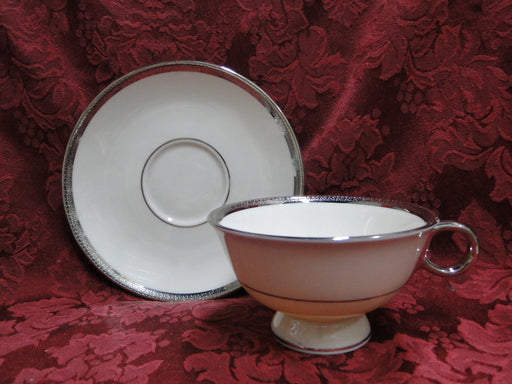 Haviland (New York) Shelton, Ivory, Encrusted Platinum: Cup & Saucer Set (s)