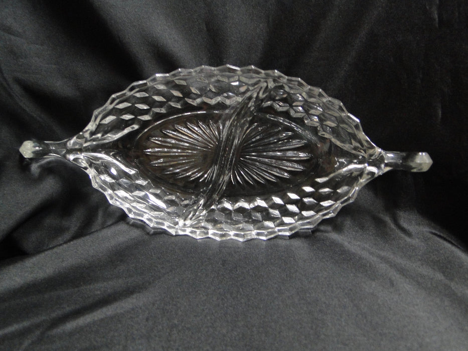 Fostoria American Clear: 2-Part Relish Dish w/ Handles, 12" x 5 1/2"