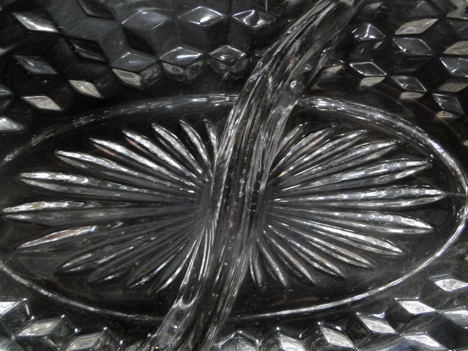 Fostoria American Clear: 2-Part Relish Dish w/ Handles, 12" x 5 1/2"