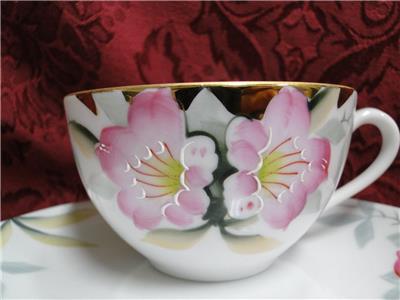 Noritake Azalea, 19322, White w/ Pink Flowers: Cup & Saucer Set (s), 2" Tall