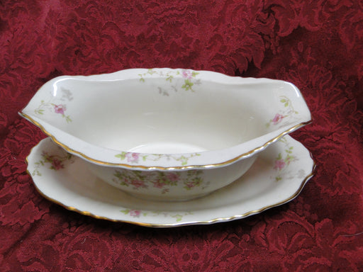 Syracuse Stansbury, Pink Flowers: Gravy Boat w/ Attached Underplate