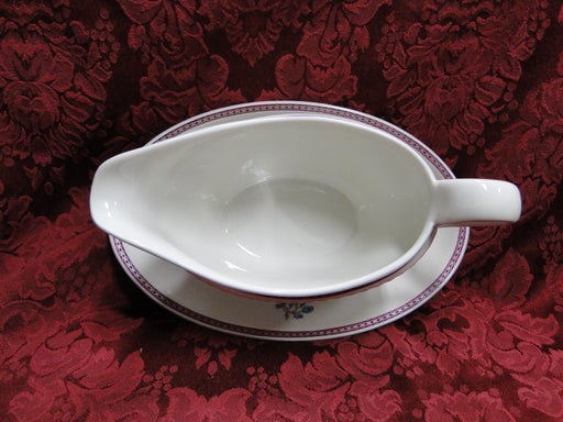 Thomas China 7144, Burgundy & Platinum Band: Gravy Boat w/ Attached Underplate